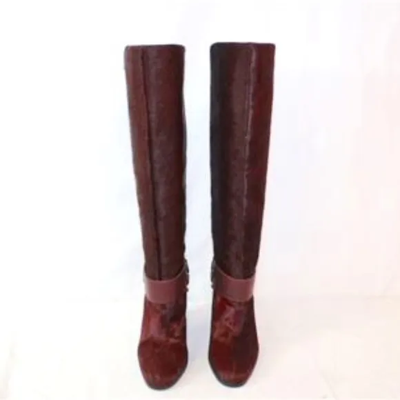 Donald J Pilner Calf Fur Leather 18&quot; Riding Boots