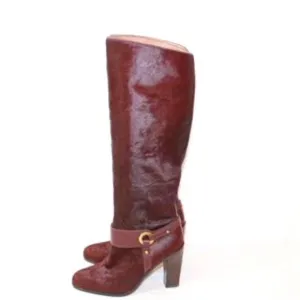 Donald J Pilner Calf Fur Leather 18&quot; Riding Boots