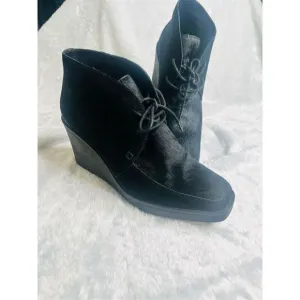Donald J Pliner Dakota Womens Black Suede calf hair Wedge Ankle Booties Size 9M