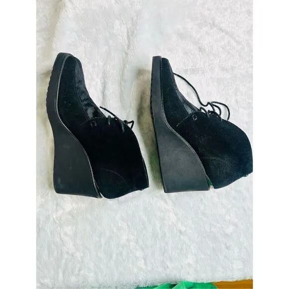 Donald J Pliner Dakota Womens Black Suede calf hair Wedge Ankle Booties Size 9M