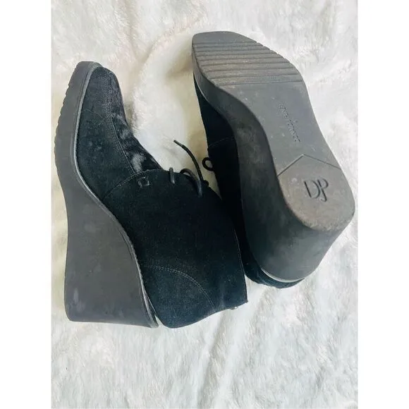 Donald J Pliner Dakota Womens Black Suede calf hair Wedge Ankle Booties Size 9M