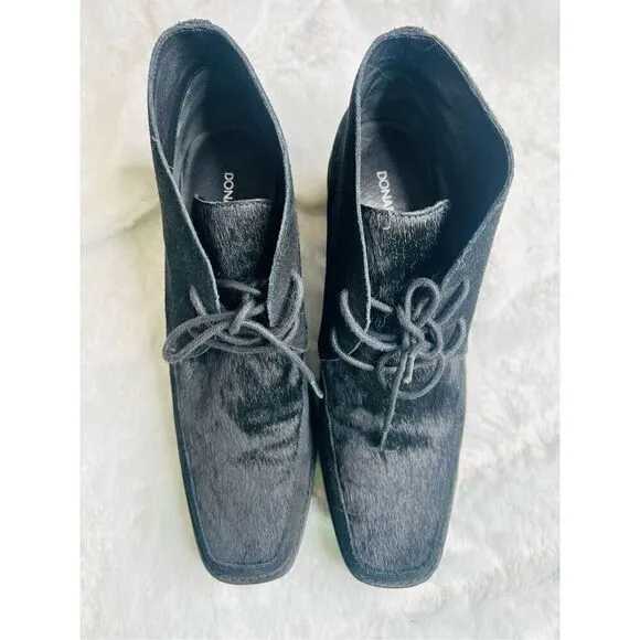 Donald J Pliner Dakota Womens Black Suede calf hair Wedge Ankle Booties Size 9M