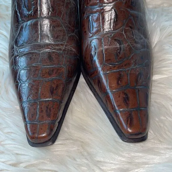 Donald J Pliner Brown Snakeskin Leather Heeled Booties