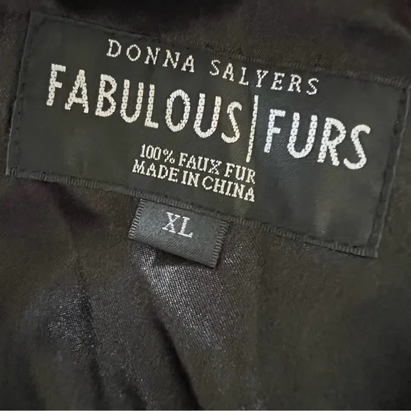 Donna Salyers' Fabulous-Furs Faux Fur Stand Collar Hook Front Vest Size XL Brown