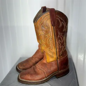 Double H 7.5 M Brown Leather Square  Western Work Boots Oil Resistant  USA Made