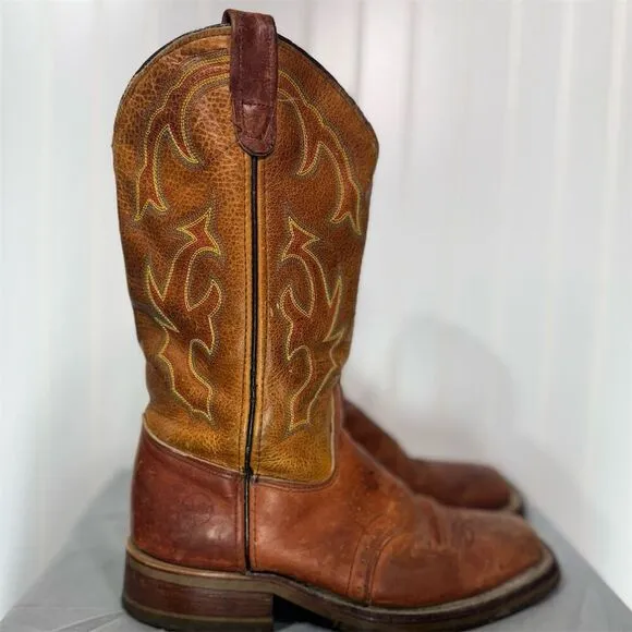 Double H 7.5 M Brown Leather Square  Western Work Boots Oil Resistant  USA Made