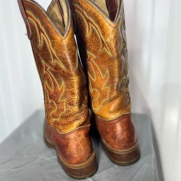 Double H 7.5 M Brown Leather Square  Western Work Boots Oil Resistant  USA Made