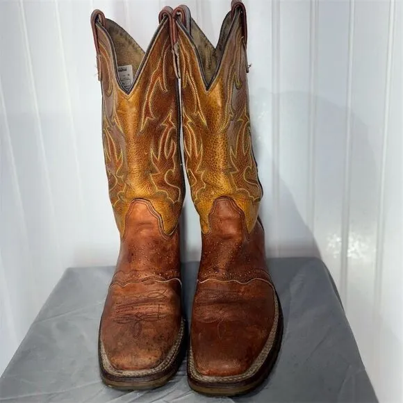 Double H 7.5 M Brown Leather Square  Western Work Boots Oil Resistant  USA Made