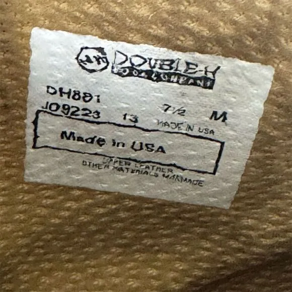Double H 7.5 M Brown Leather Square  Western Work Boots Oil Resistant  USA Made