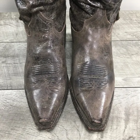 Double H HH Sonora DH5224 Distressed Leather Cowboy Western Slouch Women Boots 8