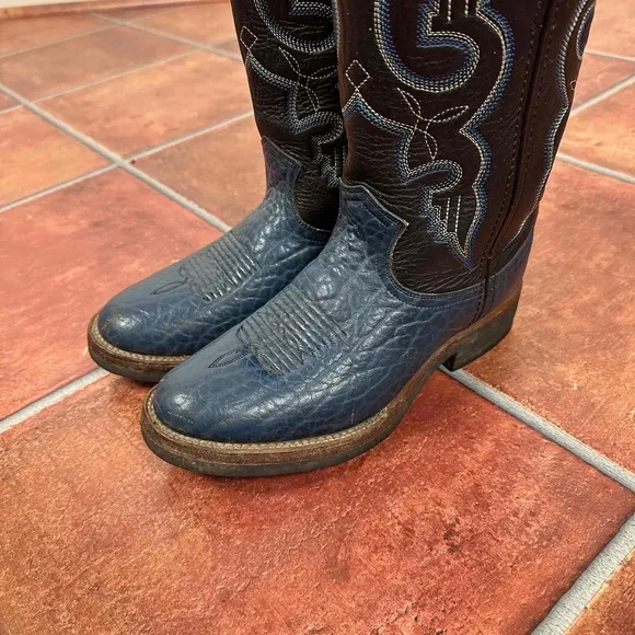 Double H Leather Pull Strap Western Embroidery Women’s Boots Size 6.5