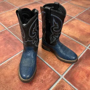 Double H Leather Pull Strap Western Embroidery Women’s Boots Size 6.5