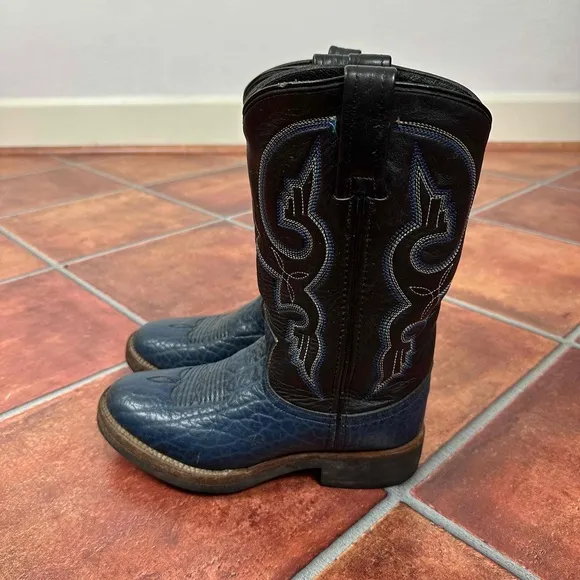 Double H Leather Pull Strap Western Embroidery Women’s Boots Size 6.5
