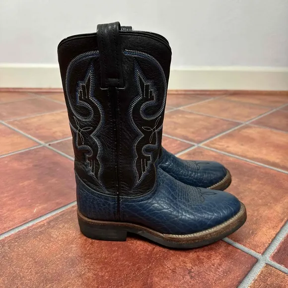 Double H Leather Pull Strap Western Embroidery Women’s Boots Size 6.5