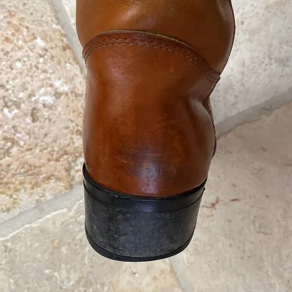Double H - Vintage Cowboy Boots Mens Insulated Brown Leather, Round toe, Size 8