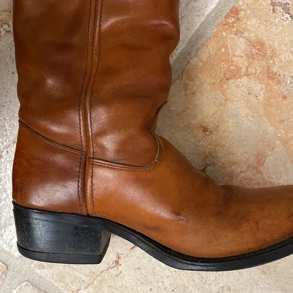 Double H - Vintage Cowboy Boots Mens Insulated Brown Leather, Round toe, Size 8