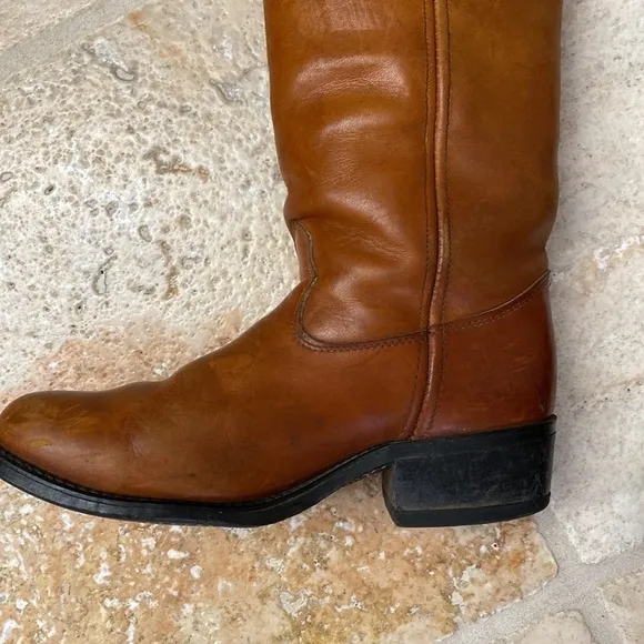 Double H - Vintage Cowboy Boots Mens Insulated Brown Leather, Round toe, Size 8