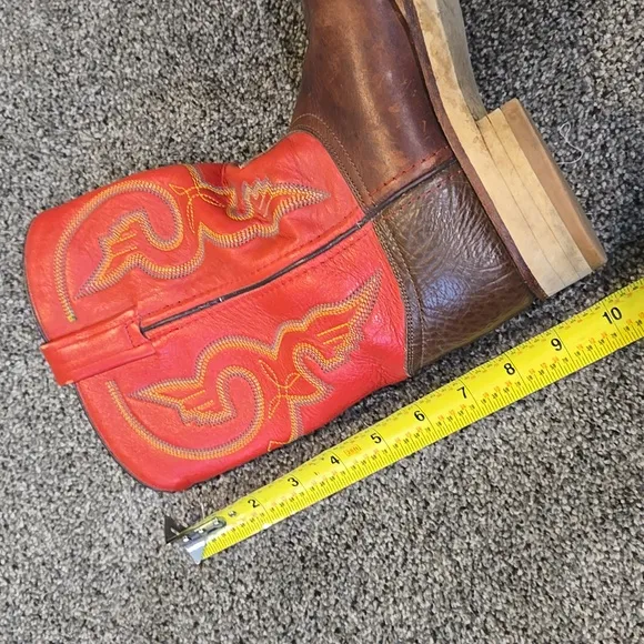 Double H Women 3390 Red&amp;Brown Cowboy Western Leather Boots Shoes 9M