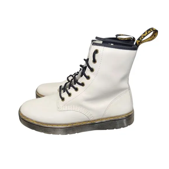 Dr. Doc Martens 1460 MEN 9 Women 11 Leather White Lace up 8-Hole Boots NWOB