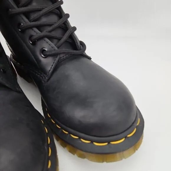 Dr. Doc Martens 1460 Serena Burnished Wyoming Black Women Boots US 6 FUR Lined