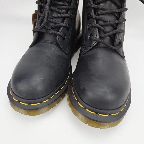 Dr. Doc Martens 1460 Serena Burnished Wyoming Black Women Boots US 6 FUR Lined