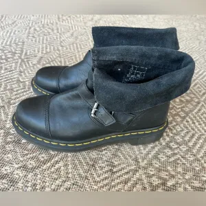 Dr. Doc Martens Air Wair Kristy Leather Slouch Boots Biker Moto Buckle Women SZ8