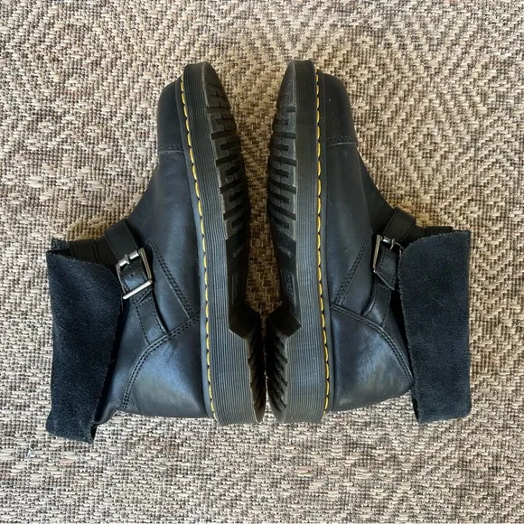 Dr. Doc Martens Air Wair Kristy Leather Slouch Boots Biker Moto Buckle Women SZ8
