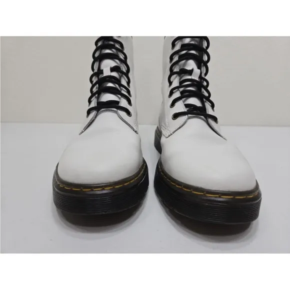 Dr. Doc Martens Zavala Combat Boots White Leather Lace Up Size 10 Mens/ Women 11