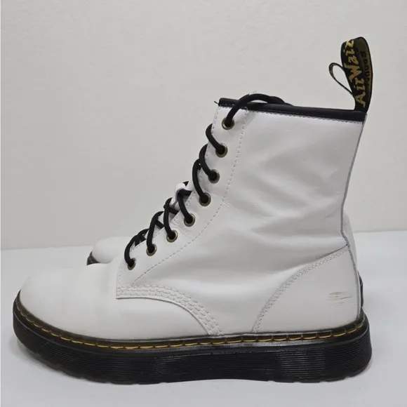 Dr. Doc Martens Zavala Combat Boots White Leather Lace Up Size 10 Mens/ Women 11