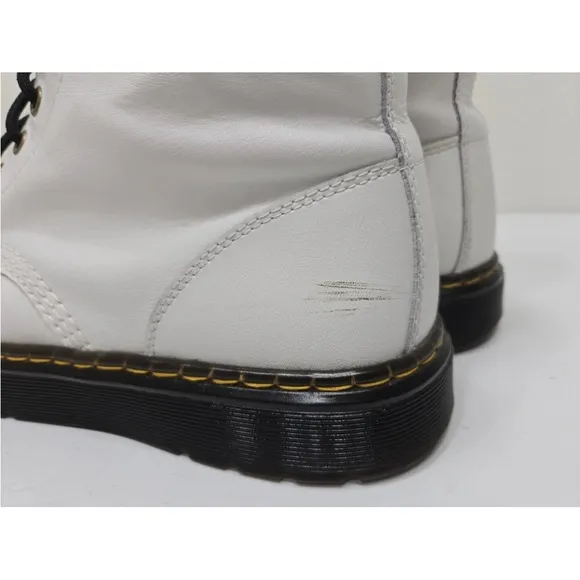 Dr. Doc Martens Zavala Combat Boots White Leather Lace Up Size 10 Mens/ Women 11