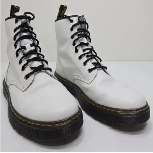 Dr. Doc Martens Zavala Combat Boots White Leather Lace Up Size 10 Mens/ Women 11