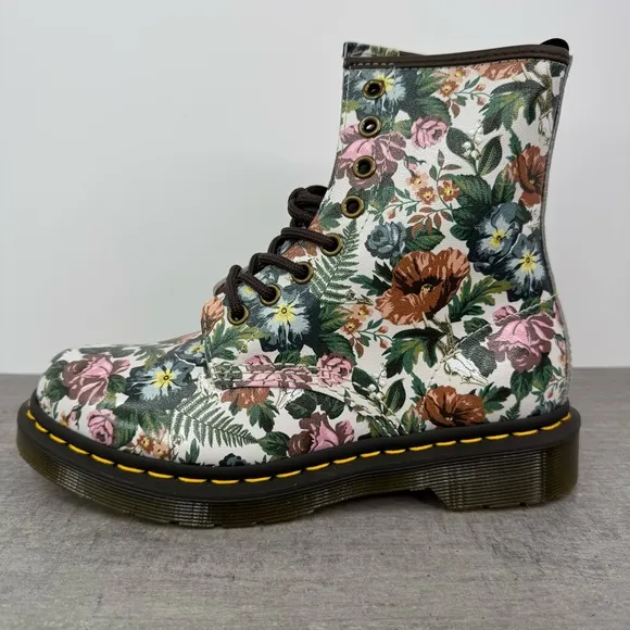 Dr. Martens 1460 English Garden Floral Leather Boots Women Size 6