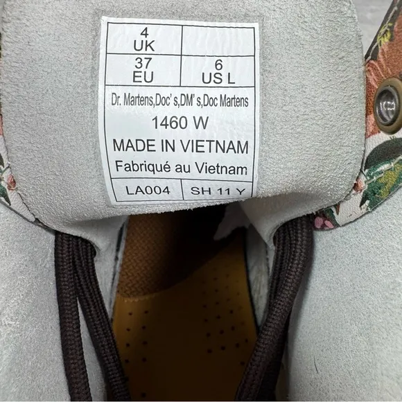 Dr. Martens 1460 English Garden Floral Leather Boots Women Size 6