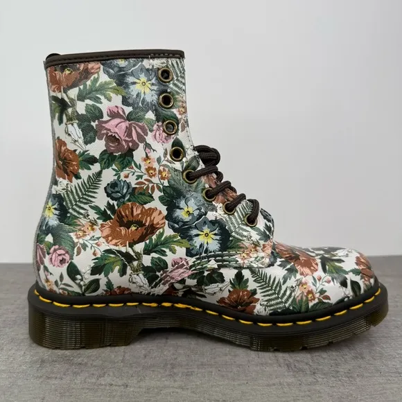 Dr. Martens 1460 English Garden Floral Leather Boots Women Size 6