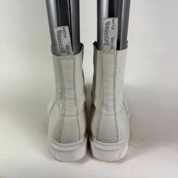 Dr. Martens 1460 Pascal Mono Chelsea Boots Women 9 White Leather Lace Up Pull On