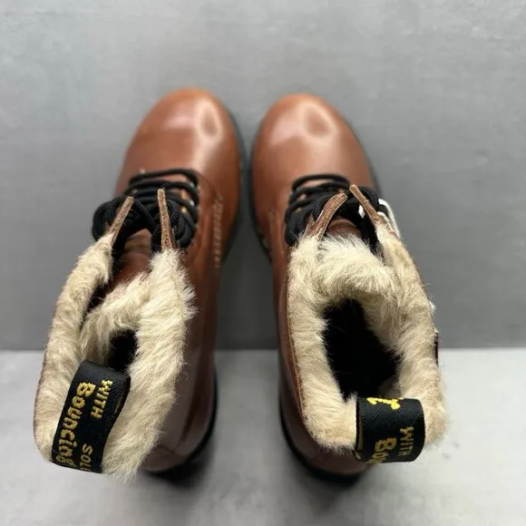 Dr. Martens 1460 Serena Womens Size 11 Faux Fur Lined Lace Up Boots Brown NEW