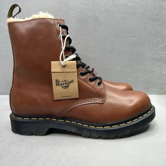 Dr. Martens 1460 Serena Womens Size 11 Faux Fur Lined Lace Up Boots Brown NEW