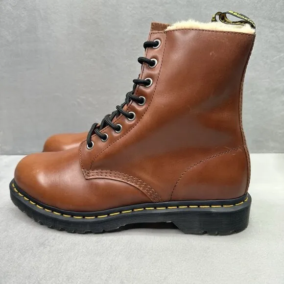 Dr. Martens 1460 Serena Womens Size 11 Faux Fur Lined Lace Up Boots Brown NEW