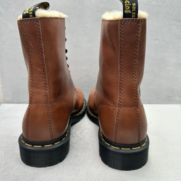 Dr. Martens 1460 Serena Womens Size 11 Faux Fur Lined Lace Up Boots Brown NEW