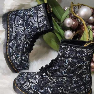 Dr Martens 1460 Women's Butterfly Print Suede Lace Up Women  Boots size5 New