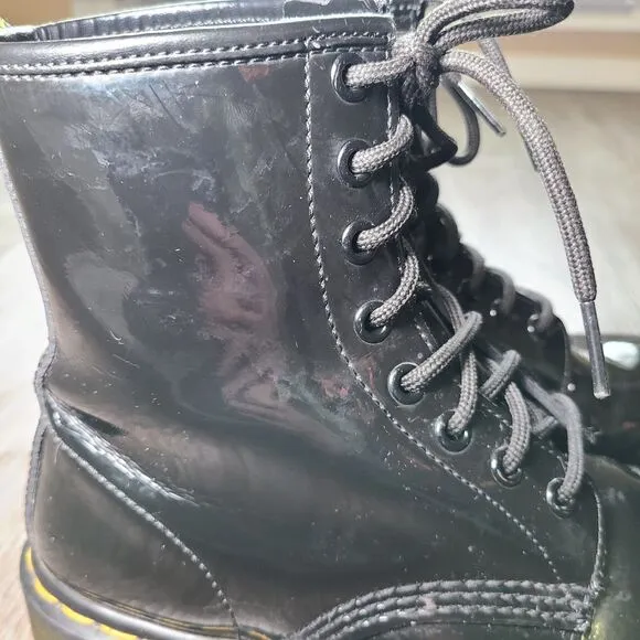 Dr. Martens 1480W Black Leather Lace Up Combat Boots Women's Size EU 37/ US 6