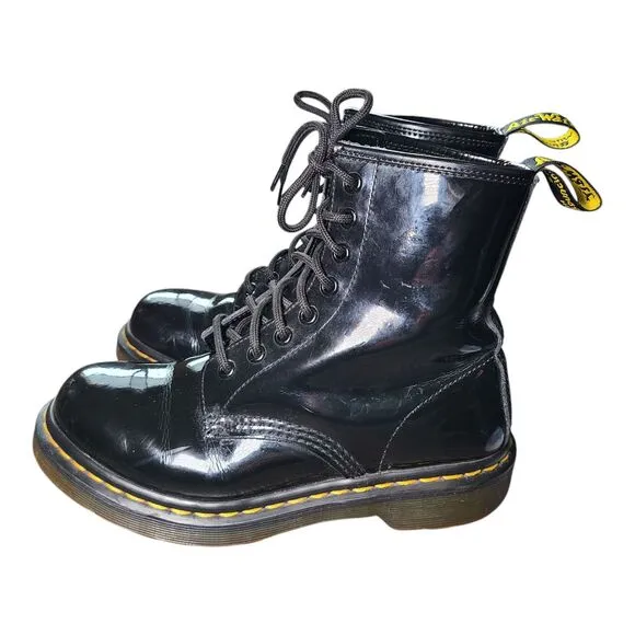 Dr. Martens 1480W Black Leather Lace Up Combat Boots Women's Size EU 37/ US 6