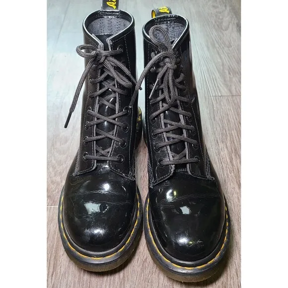 Dr. Martens 1480W Black Leather Lace Up Combat Boots Women's Size EU 37/ US 6