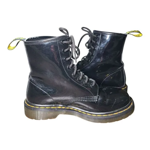 Dr. Martens 1480W Black Leather Lace Up Combat Boots Women's Size EU 37/ US 6