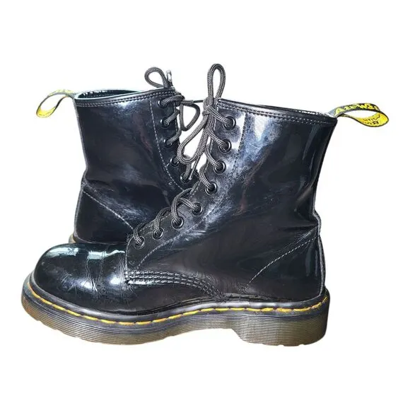 Dr. Martens 1480W Black Leather Lace Up Combat Boots Women's Size EU 37/ US 6