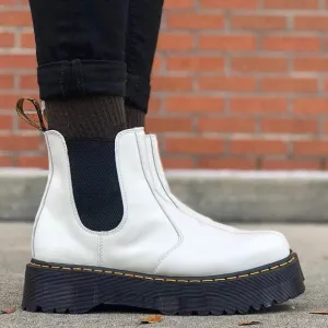 Dr Martens 2976 Quad Chelsea Boot Smooth Leather-White Women Size 10 Men Size 9