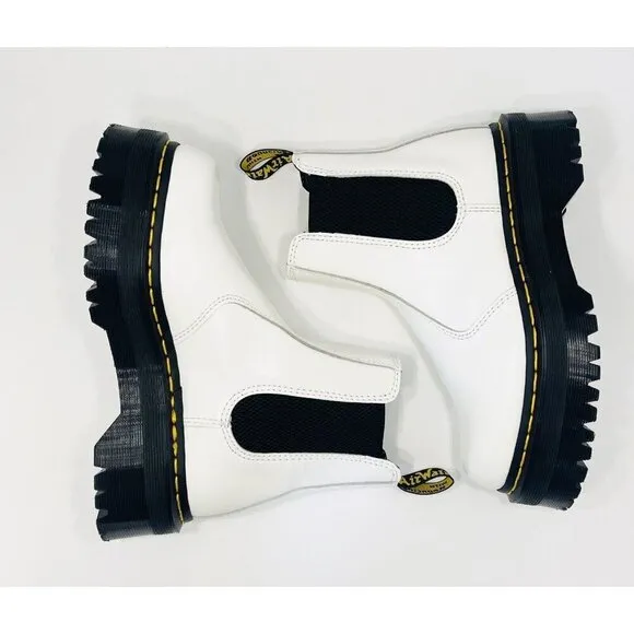 Dr. Martens 2976 Quad Retro White Chelsea Boots Platform Size 6 Leather