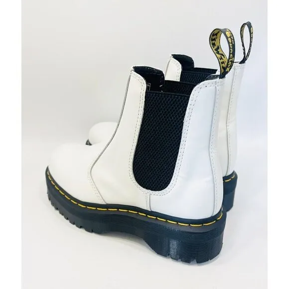 Dr. Martens 2976 Quad Retro White Chelsea Boots Platform Size 6 Leather