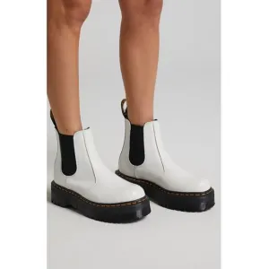 Dr. Martens 2976 Quad Retro White Chelsea Boots Platform Size 6 Leather