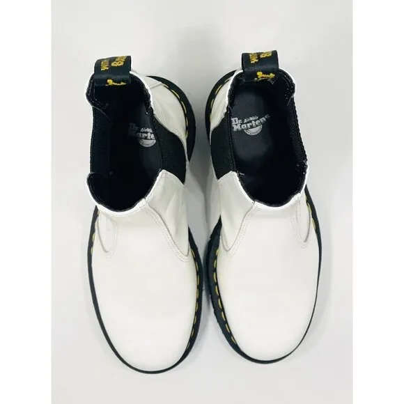 Dr. Martens 2976 Quad Retro White Chelsea Boots Platform Size 6 Leather